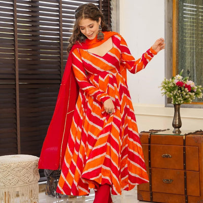 Orange leheriya suit set