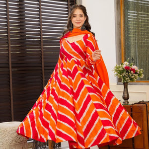 Orange leheriya suit set