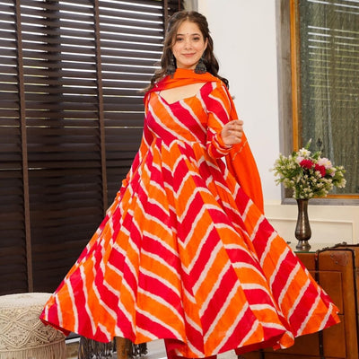 Orange leheriya suit set
