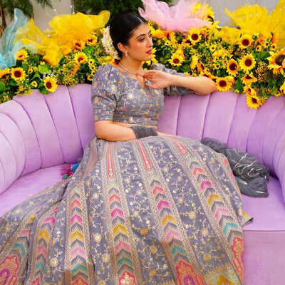 Smokey grey lehenga choli set