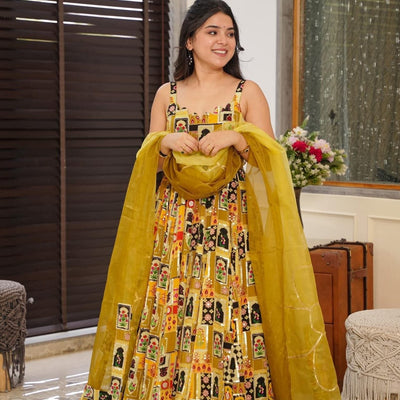 Gaurangi yellow heavy maxi set