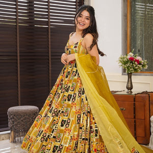 Gaurangi yellow heavy maxi set