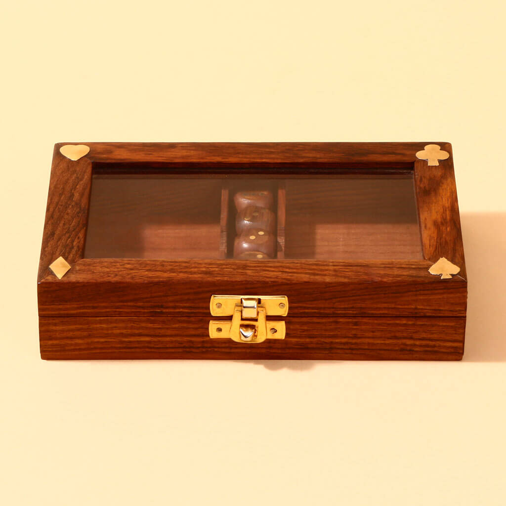 Wooden Box With Dice Set