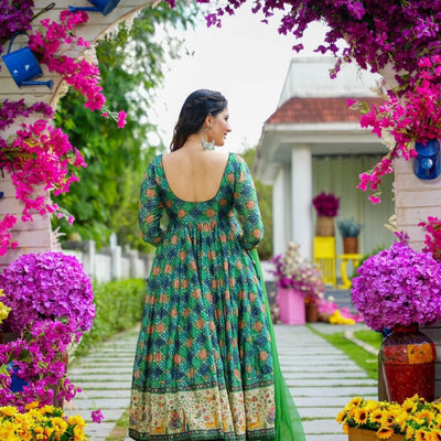 Avantika green angrakha suit set