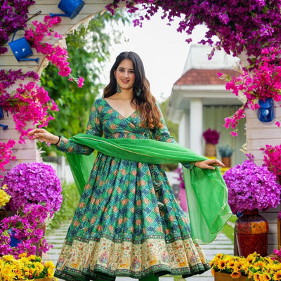 Avantika green angrakha suit set