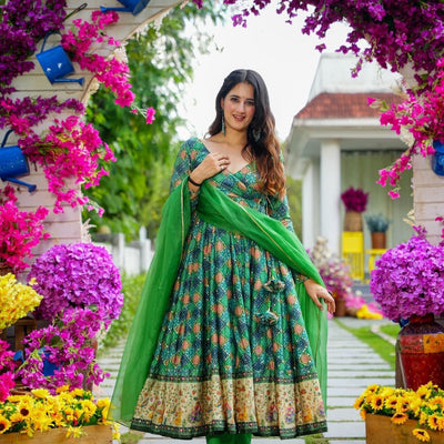 Avantika green angrakha suit set