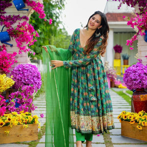 Avantika green angrakha suit set