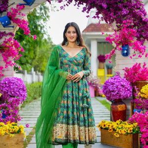 Avantika green angrakha suit set