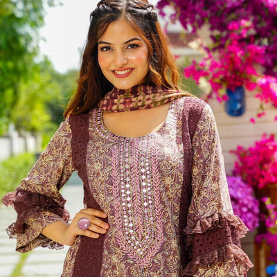 Lavish rayon straight suit set