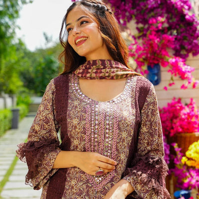 Lavish rayon straight suit set