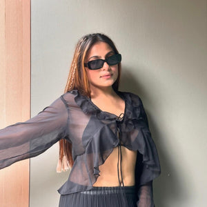Ruffle Shrug Combo-Black & Wine