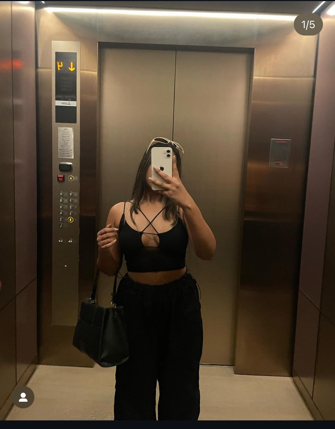 Mesh top and Black parachute pant set