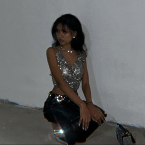 Stardust Rhinestone Gold Top