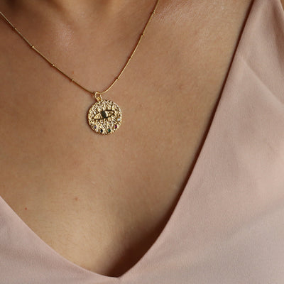 Evil Eye Disc 18K Gold Plated Necklace