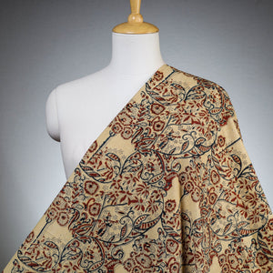 Beige - Pedana Kalamkari Block Printed Cotton Fabric