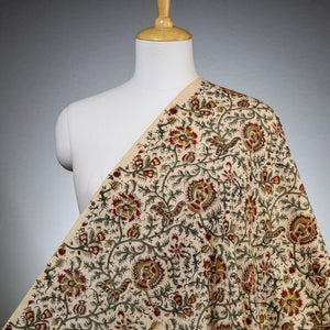 Beige - Pedana Kalamkari Block Printed Cotton Fabric
