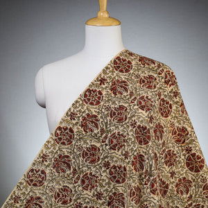 Beige - Pedana Kalamkari Block Printed Cotton Fabric