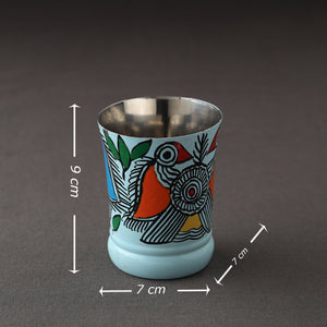 Blue - Godna Madhubani Handpainted Stainless Steel Glass