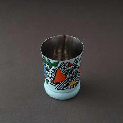 Blue - Godna Madhubani Handpainted Stainless Steel Glass