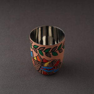 Brown - Godna Madhubani Handpainted Stainless Steel Glass