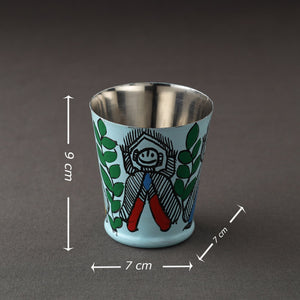 Blue - Godna Madhubani Handpainted Stainless Steel Glass