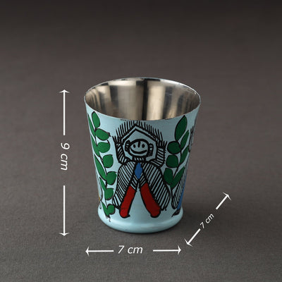 Blue - Godna Madhubani Handpainted Stainless Steel Glass