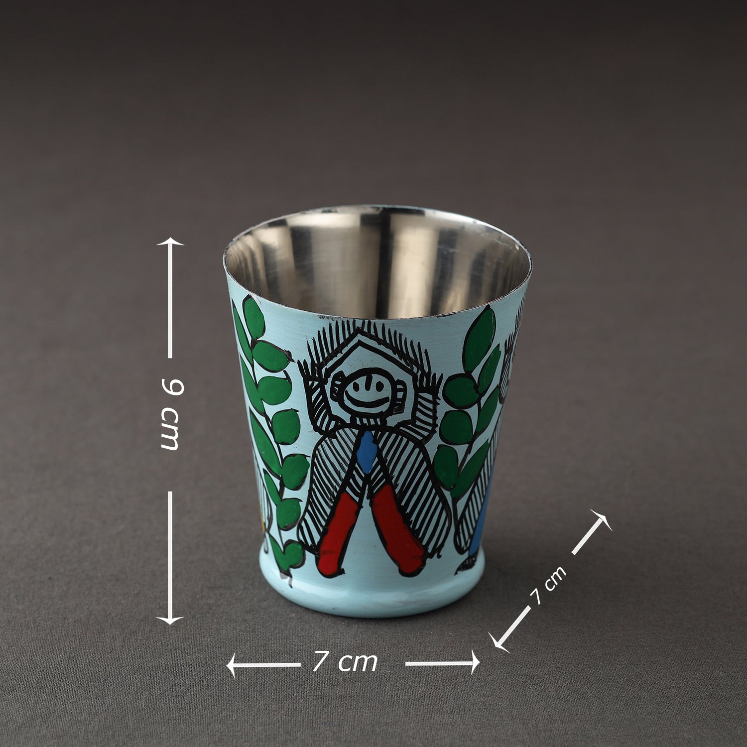 Blue - Godna Madhubani Handpainted Stainless Steel Glass