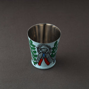Blue - Godna Madhubani Handpainted Stainless Steel Glass