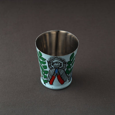 Blue - Godna Madhubani Handpainted Stainless Steel Glass