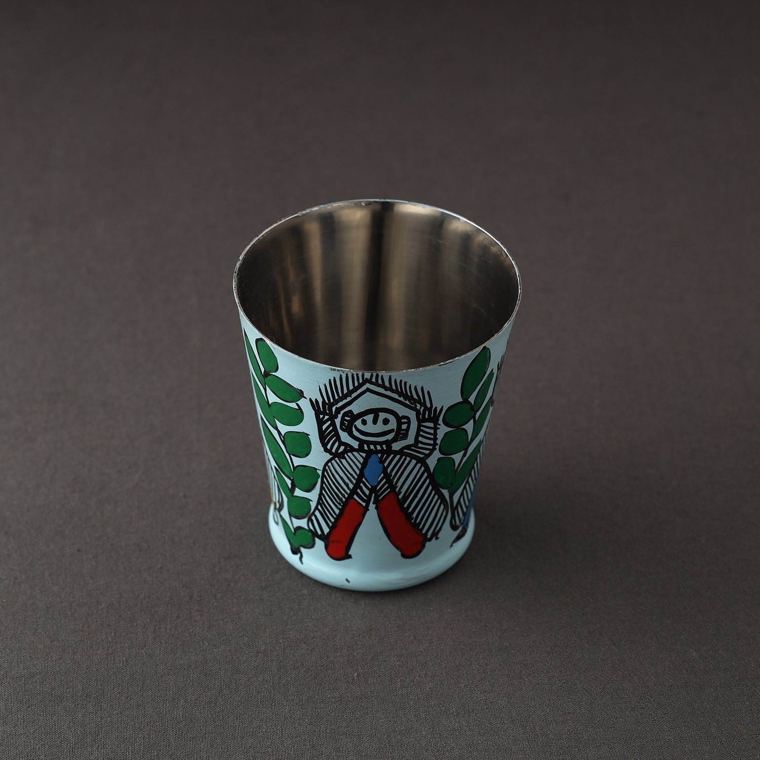 Blue - Godna Madhubani Handpainted Stainless Steel Glass