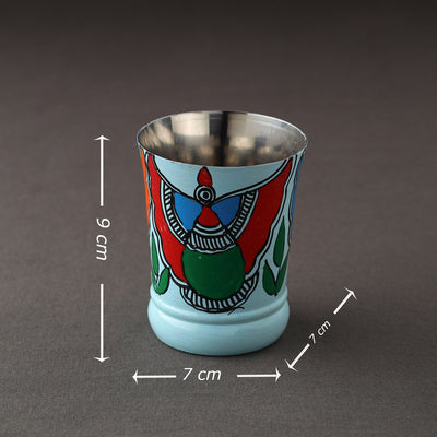 Blue - Godna Madhubani Handpainted Stainless Steel Glass