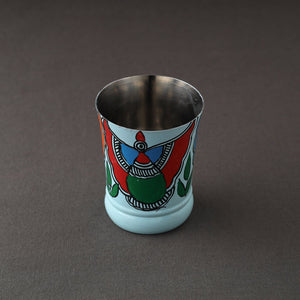 Blue - Godna Madhubani Handpainted Stainless Steel Glass