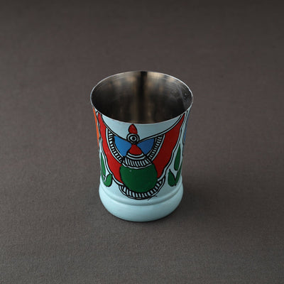 Blue - Godna Madhubani Handpainted Stainless Steel Glass