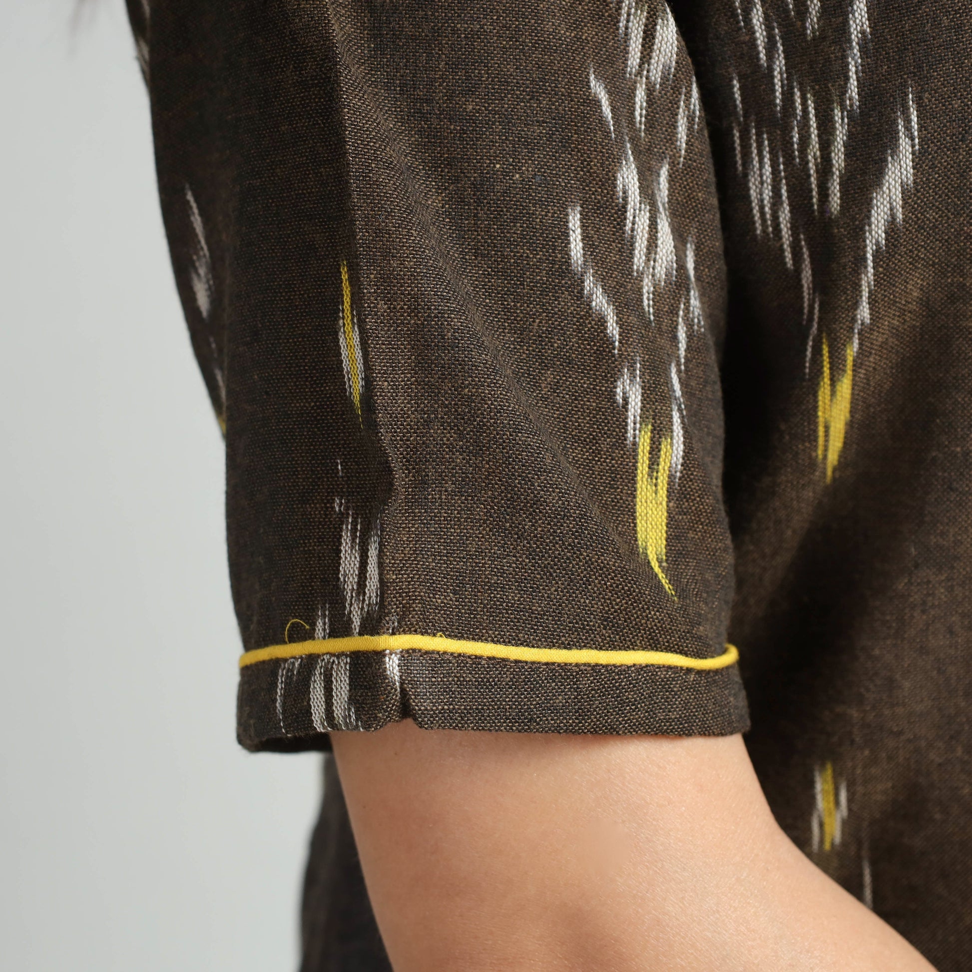 Brown - Pochampally Ikat Weave Cotton Dress
