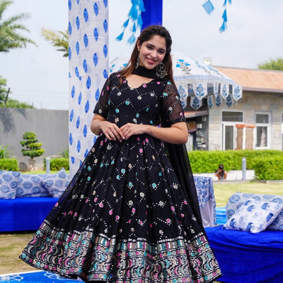 Magical black georgette suit set