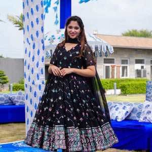 Magical black georgette suit set