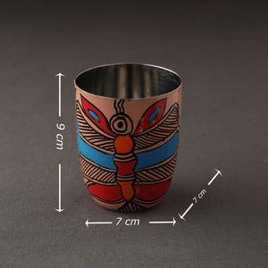 Brown - Godna Madhubani Handpainted Stainless Steel Glass