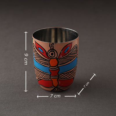 Brown - Godna Madhubani Handpainted Stainless Steel Glass