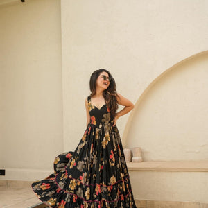 Black floral maxi