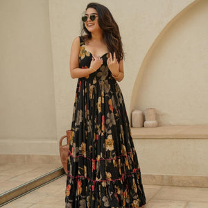 Black floral maxi