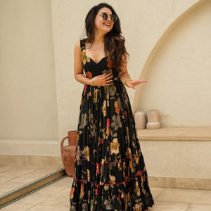 Black floral maxi