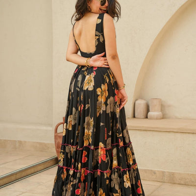 Black floral maxi