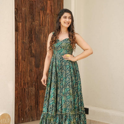Gauhar green muslin maxi