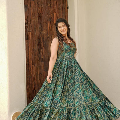 Gauhar green muslin maxi