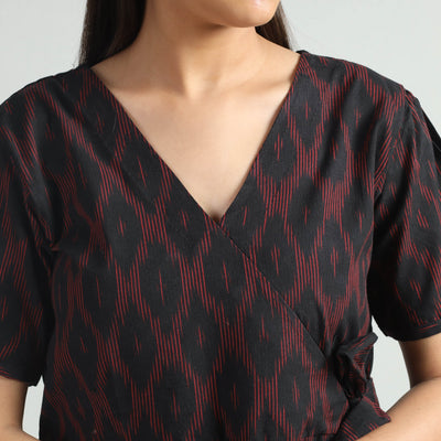 Black - Pochampally Ikat Weave Cotton Dress
