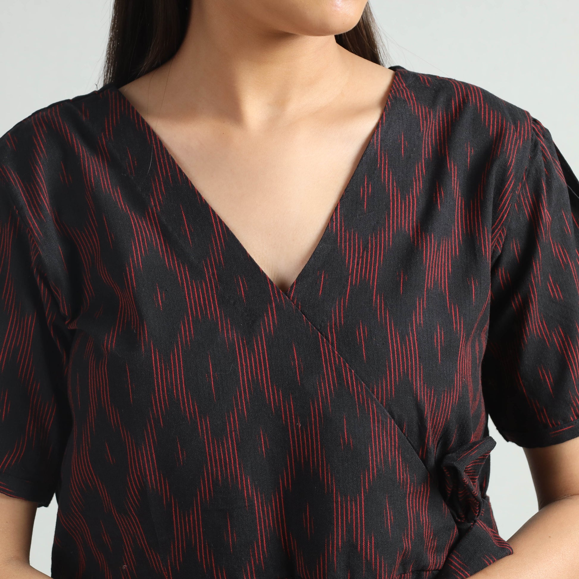 Black - Pochampally Ikat Weave Cotton Dress