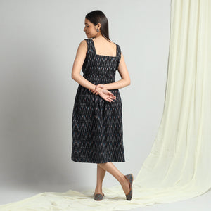 Black - Pochampally Ikat Weave Cotton Dress