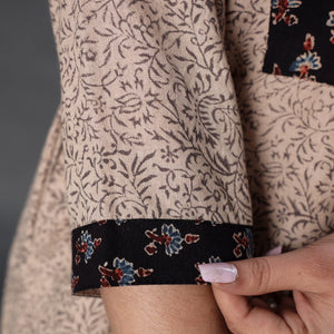 Beige - Handwoven Wool Pedana Kalamkari Print Kurta