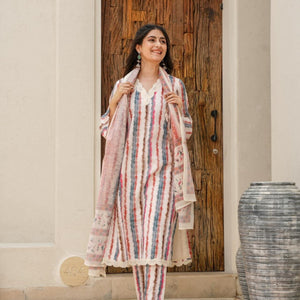 Ivory cotton kurta set
