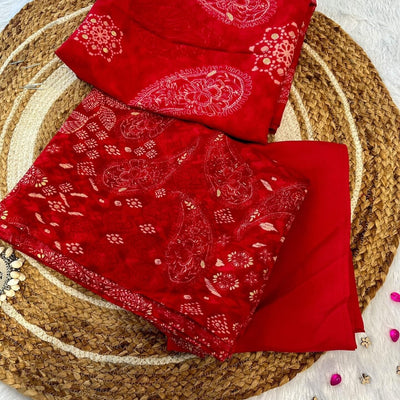 Red rayon unstiched fabric #21